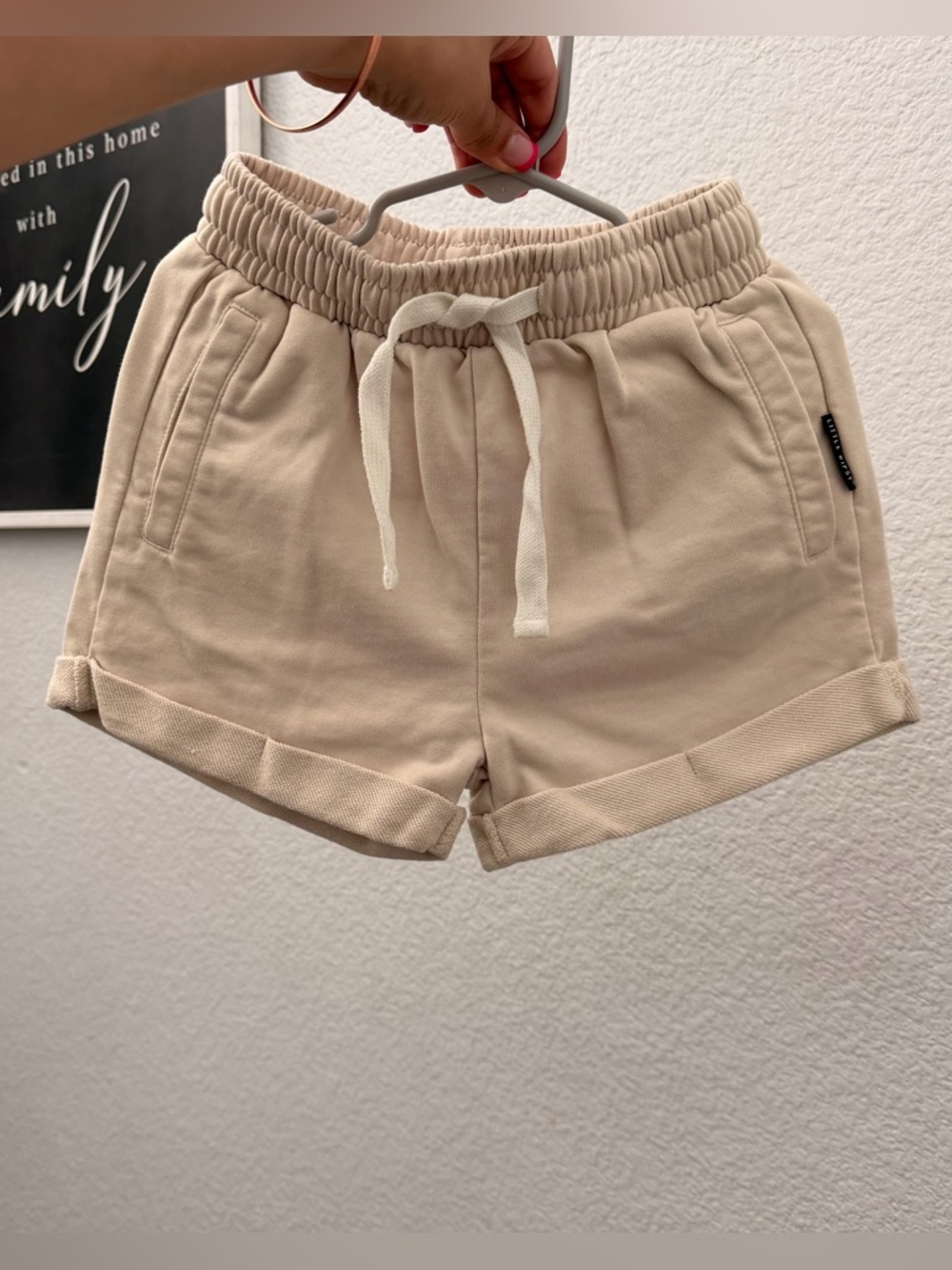 Little Bipsy Beige Drawstring Casual Athletic Shorts